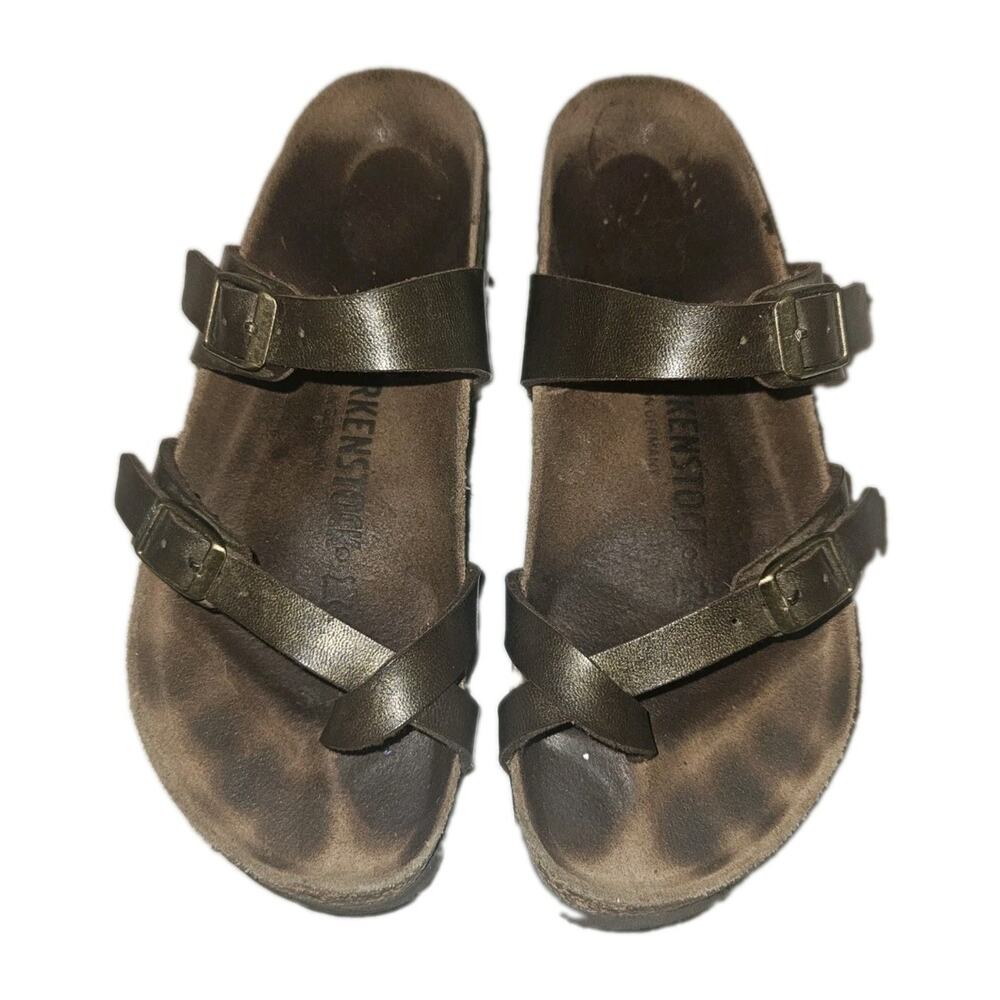 Birkenstock Mayari Metallic Bronze Brown Leather Sandals US 6-6.5 EU 37 Narrow - Picture 2 of 7